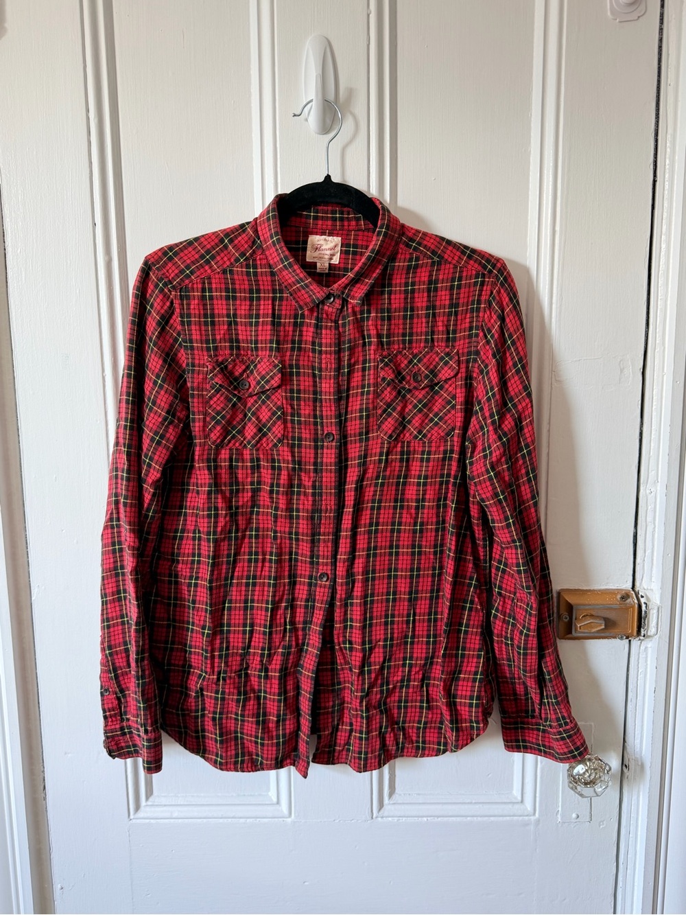 Red Plaid Button-Up Shirt